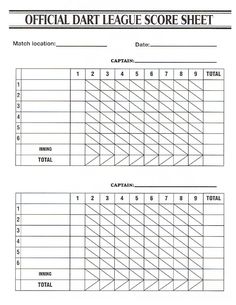 cricket dart score sheet pdf